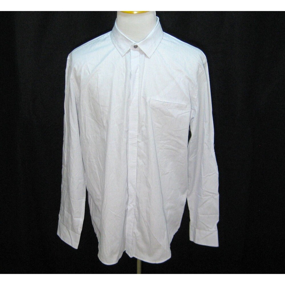 New ALFANI Mens (Size XL) Light Blue Long Sleeve Button Front Dress Shirt Cotton